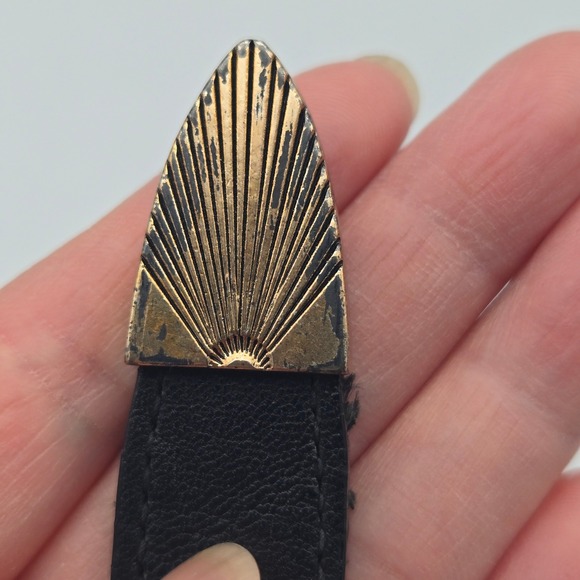 Vintage Silver Creek Black Leather Western Belt Animal Conchos Sz 30 USA Made - Picture 7 of 16